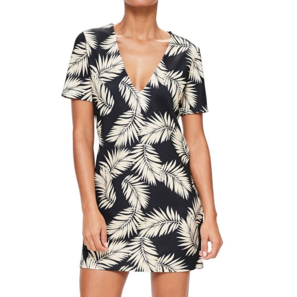 Black and White Missguided Tropical Print Dress
